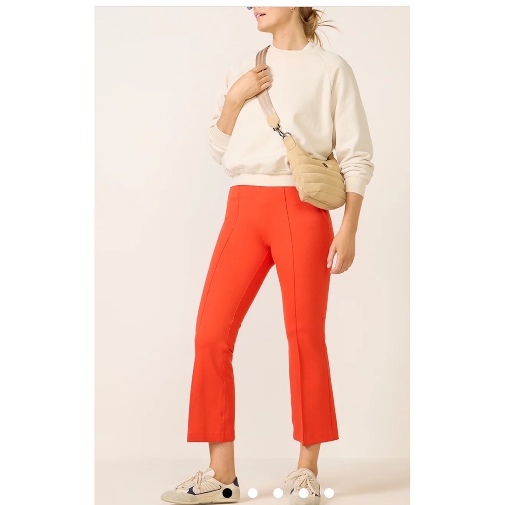 Spanx Pintuck Kick Flare Ponte Pants Poppy Red High Rise XS 22378R